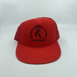 Vintage Riviera Hotel & Casino Las Vegas Trucker Hat Red Foam Mesh Snapback Cap